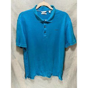 Calvin Klein Polo Shirt Adult Large Blue Liquid‎ Cool Button Golfer Mens.